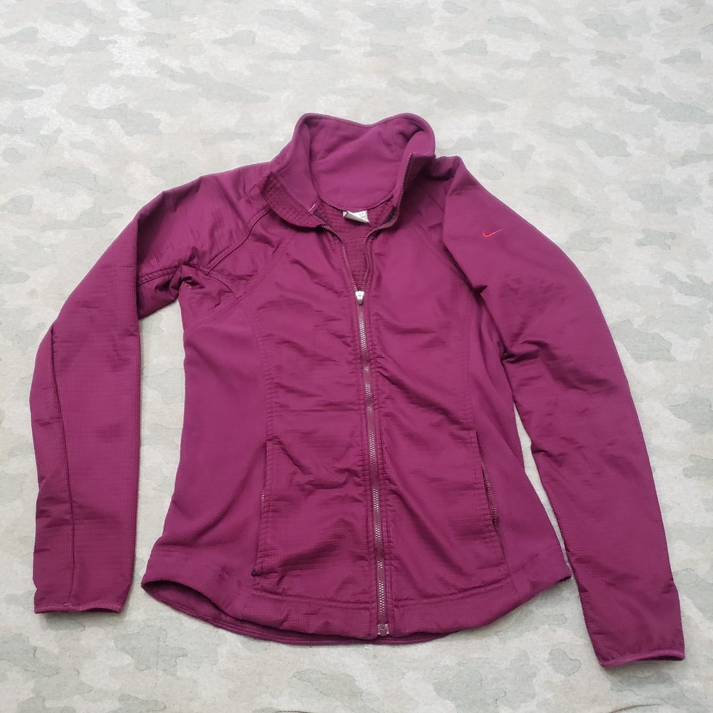 Nike‎ Jacket Womens Medium Purple Full Zip Pockets Therma Fit Ribbed Lightweight